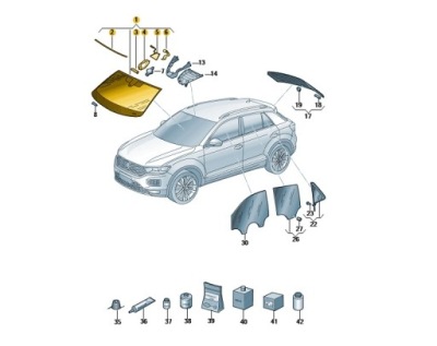 Стекло передняя лобовое стекло зелёные vw t-roc oe: 2ga845011snvb фото №1