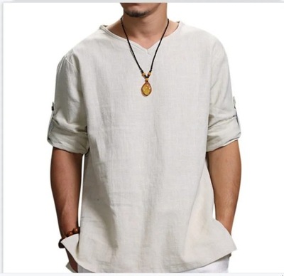 Men's New 3/4 Sleeve Loose Solid Casual Large Pull