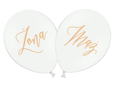 Balony z napisem MĄŻ ŻONA na Ślub aż 30cm 6szt