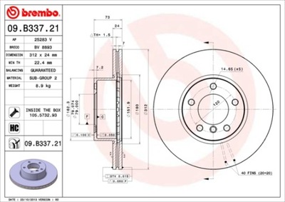 DISKU STABDŽIŲ BREMBO 09.B337.21 34116774875 