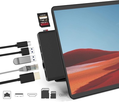 Surface Pro X Hub 7 in 2 4K HDMI RJ45 USB SD TF