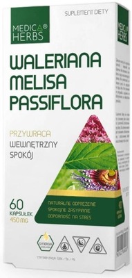 Waleriana Melisa Passiflora 450mg 60 kaps. Medica Wewnętrzny Spokój