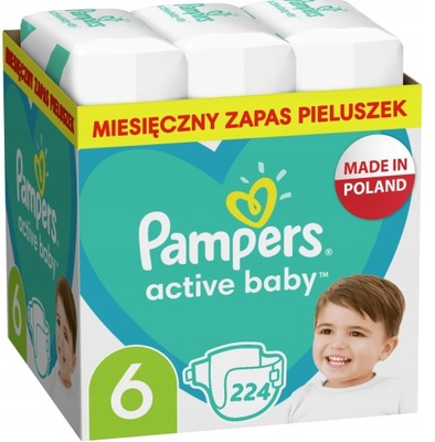 Pieluszki Pampers Active Baby Rozmiar 6 224 szt.