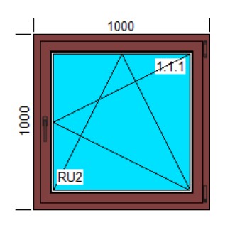 OKNA PCV 1000x1000 RU KOLOR ZEWN. ORZECH, PRAWE