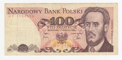 Banknot 100 zł 1982, seria HP, st. 3
