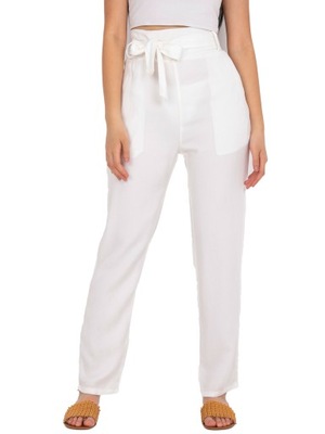 Spodnie damskie materiałowe z wiązanym paskiem- XS
