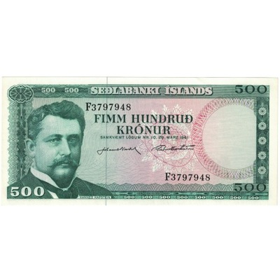 Banknot, Islandia, 500 Kronur, 1961, 1961-03-29, K