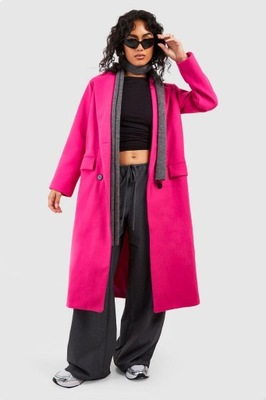 BOOHOO DWURZĘDOWY RÓŻOWY PŁASZCZ OVERSIZE GUZIKI 86L NG6__M