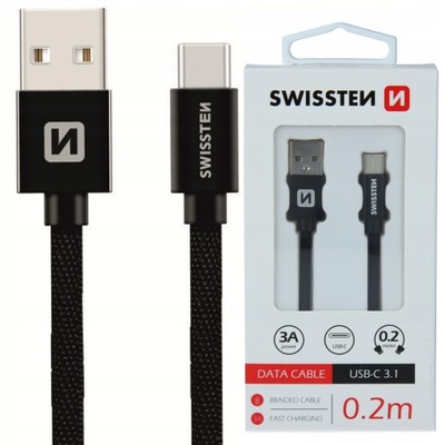 SWISSTEN Kabel do ładowania USB USB-C 0,2m 3A