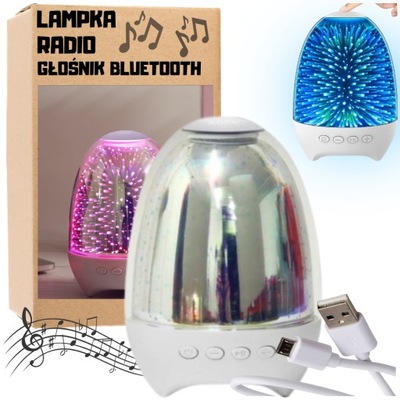 LAMPKA NOCNA Z GŁOŚNIKIEM BLUETOOTH RADIO MOC KOLORÓW BEZPRZEWODOWA USB