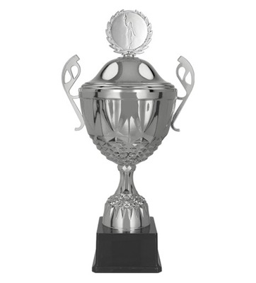 Puchar metalowy srebrny z przykrywką MUFAS 27cm