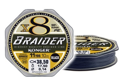 BRAIDER X8 BLACK 0,20mm/25,3kg/10m Konger
