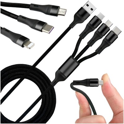 KABEL 3W1 USB-C DO LIGHTNING TYPE-C MICRO PRZEWÓD 3A 1,2M BOUNN