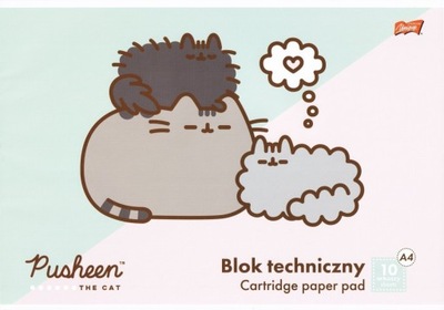 PUSHEEN THE CAT BLOK TECHNICZNY A4 10 KARTEK BIAŁY