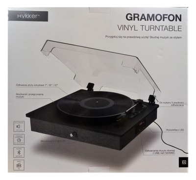 Gramofon Hykker Vinyl Turntable czarny