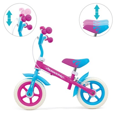 Rowerek biegowy z hamulcem dla dzieci Dragon Candy różowy Milly Mally