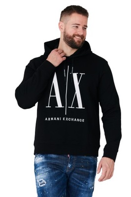 ARMANI EXCHANGE Czarna bluza z kapturem i logo XL