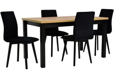 Stół 80x140/180cm i 4 krzesła tapicerowane