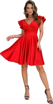 Czerwona krótka sukienka ,rozkloszowana ,r.36