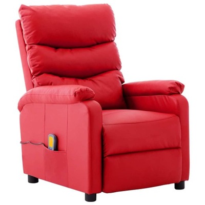 vidaXL Fotel masujący, czerwony, tapicerowany