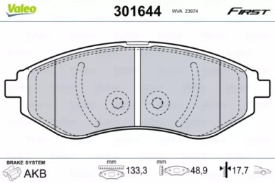 Гальмівні колодки ham. deawoo nubira 301644 valeo гальмівні колодки фото №1