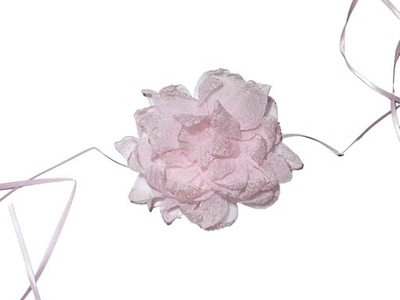 Różowy naszyjnik choker ozdobny kwiat na szyję mały jasny róż