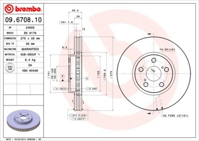 DISCOS DE FRENADO PARTE DELANTERA BREMBO 09.6708.10 09670810  