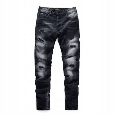 Jeansy męskie spodnie jeansowe z przetarciami - 33