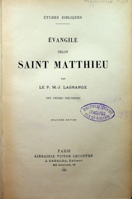 Evangile selon Saint Matthieu 1923 r