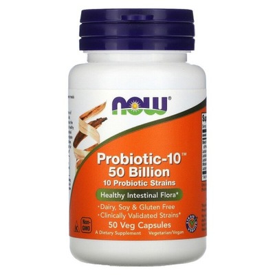 NOW FOODS Probiotic-10 50 Billion Probiotyk 50 kapsułek wegańskich