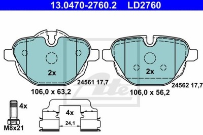 ATE 13.0470-2760.2 TRINKELĖS KERAMINĖS GAL. BMW 5/X3/X4/Z4/I8 1,5-3,0 10- 