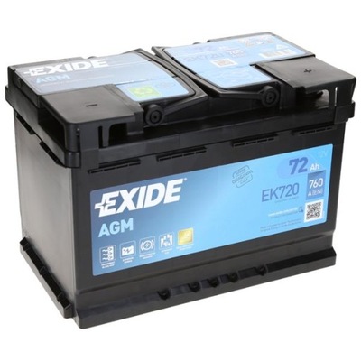 АКУМУЛЯТОР AGM EXIDE EK720 12V 72AH 760A НОВИЙ МОДЕЛЬ