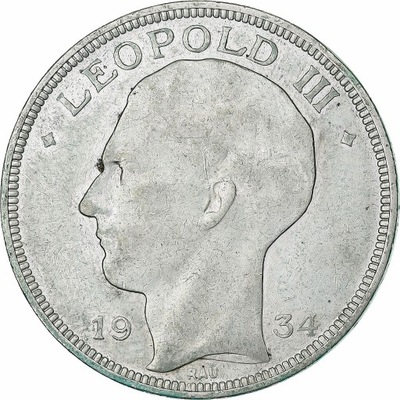 Belgia, 20 Francs, 20 Frank, 1934, Srebro, VF(30-3