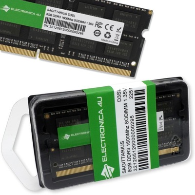 Pamięć do laptopa RAM Sagittarius DDR3 DDR3L 1.35V 1.5V 8GB 1600mHz