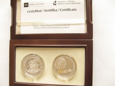 Komplet 2 monety 600 lat stosunków dyplomatycznych polsko-tureckich 2014