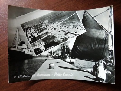 WŁOCHY - Ravenna kanał statek 1960 r.