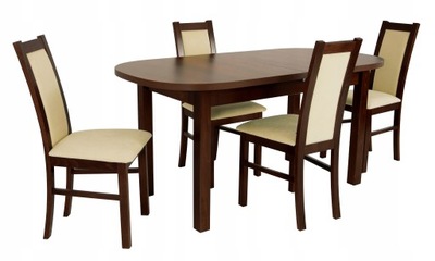 Owalny stół rozkładany 80x160/200 4 krzesła z buku