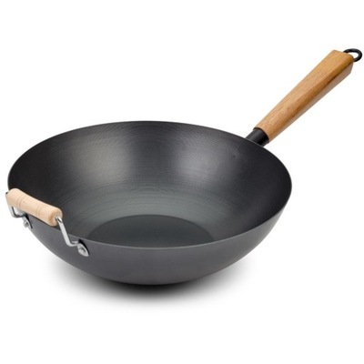 Patelnia wok kantoński stalowy chiński głęboki 35 cm