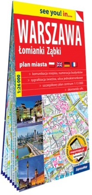 Warszawa, Łomianki, Ząbki; papierowy plan miasta 1:26 000