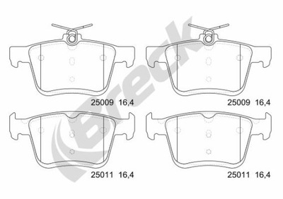 PADS BRAKE REAR BRECK 25009 00 704 00  