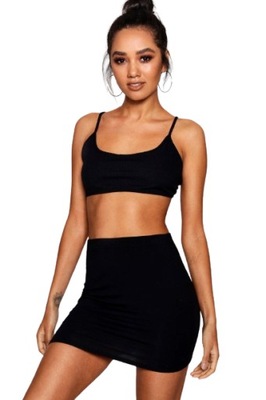 Boohoo czarna spódnica mini basic 42