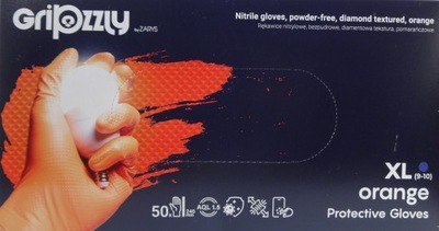 Rękawice nitrylowe GRIP MOCNE GRUBE pomarańczowe XL