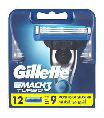 Gillette Mach3 Turbo Wkłady do Maszynek 12 sztuk