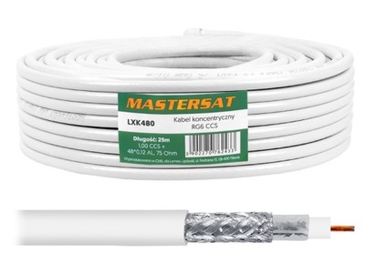 Kabel koncentryczny RG6 CCS 25m Mastersat