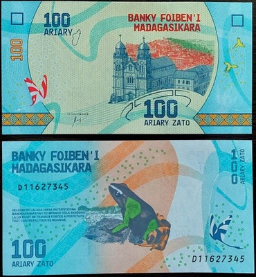 072. Banknot Madagaskar 100Ariary 2017r. UNC