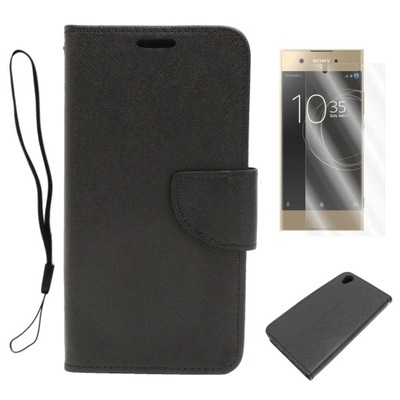 Etui do Sony Xperia XA1 Fancy Diary czarny+SZKŁO