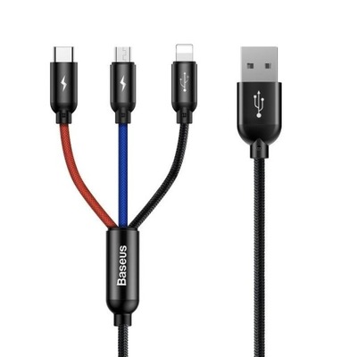 BASEUS KABEL 3w1 USB - MICRO USB / IPHONE / USB-C