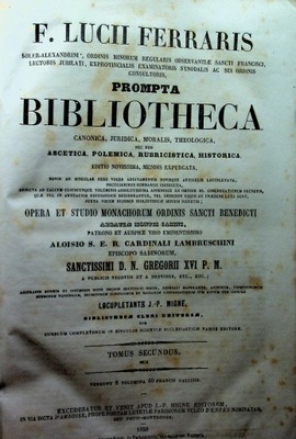 Prompta Bibliotheca Tomus secundus 1858 r