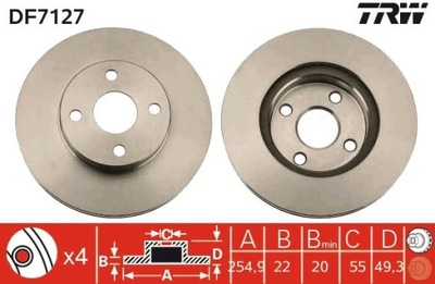 ДИСК ТОРМОЗНОЙ TOYOTA ПЕРЕД COROLLA 04- УНИВЕРСАЛ DF7127