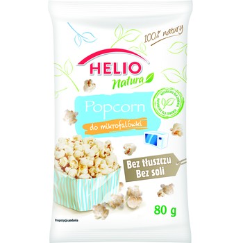 Popcorn do mikrofalówki bez dodatku tłuszczu i soli HELIO Natura 80 g